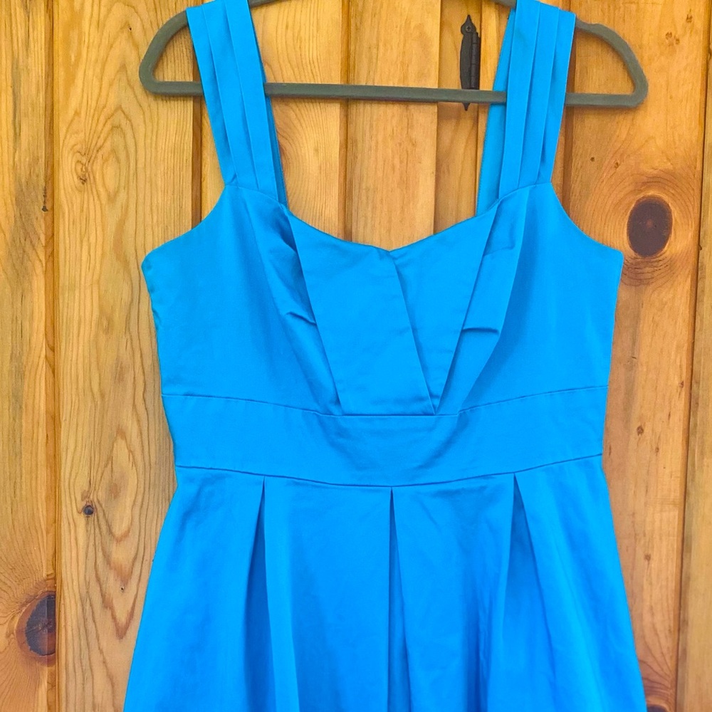 Calvin Klein Blue Strappy Dress with Crossover Neckline & Full Skirt. SZ 14